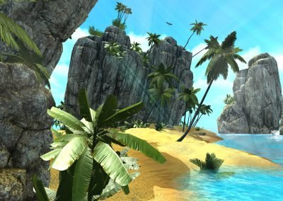 Plage paradisiaque en réalité virtuelle